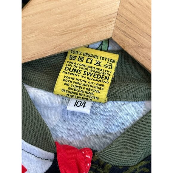 Duns Sweden Organic Cotton Kids Zip Suit Size 104 3-4 Years Heart Pine Print - Picture 5 of 6